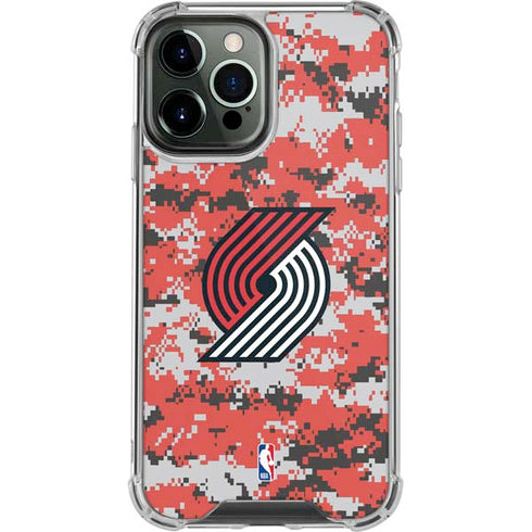 NBA Portland Trail Blazers Digi Camo iPhone 14 Pro Max Clear Case