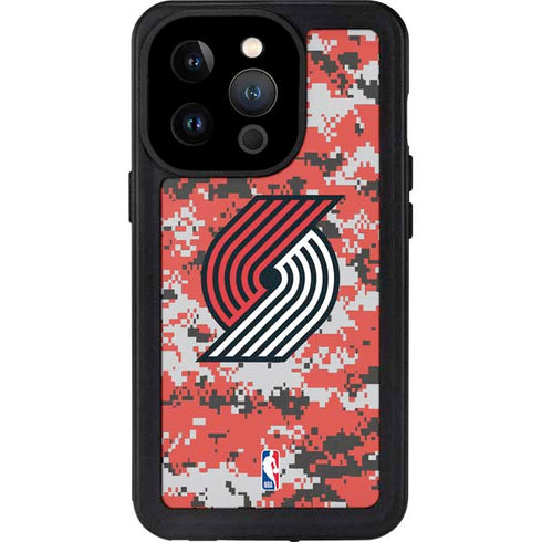 NBA Portland Trail Blazers Digi Camo iPhone 14 Pro Waterproof Case