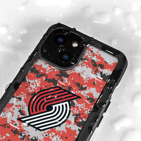 NBA Portland Trail Blazers Digi Camo iPhone 15 Waterproof Case