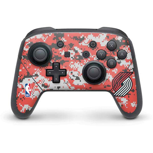 NBA Portland Trail Blazers Digi Camo Nintendo Switch Pro Controller Skin