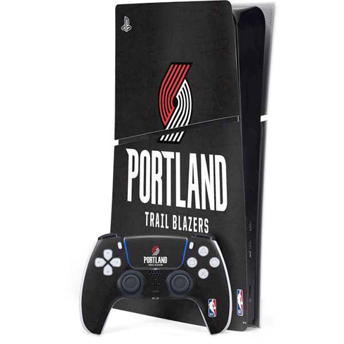 NBA Portland Trail Blazers Distressed PS5 Slim Digital Edition Console Skin