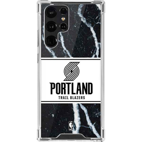 NBA Portland Trail Blazers Marble Galaxy S22 Ultra Clear Case