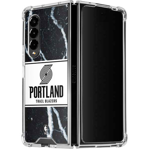 NBA Portland Trail Blazers Marble Galaxy Z Fold4 5G Clear Case
