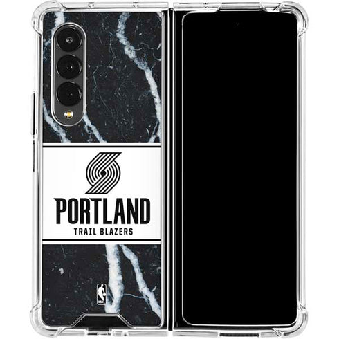 NBA Portland Trail Blazers Marble Galaxy Z Fold4 5G Clear Case