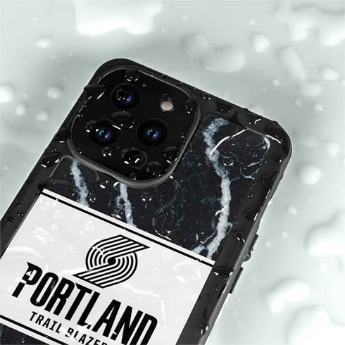 NBA Portland Trail Blazers Marble iPhone 14 Pro Waterproof Case