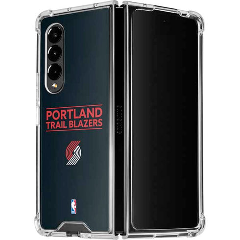 NBA Portland Trail Blazers Standard - Black Galaxy Z Fold4 5G Clear Case