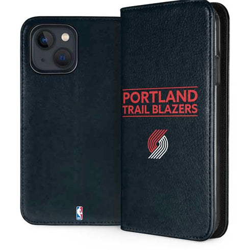 NBA Portland Trail Blazers Standard - Black iPhone 15 Plus Folio Case