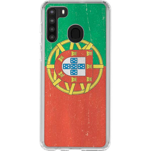 Portugal Flag Distressed Galaxy A21 Clear Case