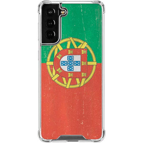 Portugal Flag Distressed Galaxy S21 FE Clear Case
