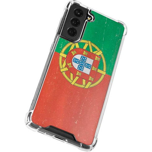 Portugal Flag Distressed Galaxy S21 FE Clear Case