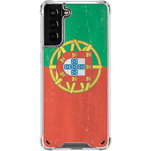 Portugal Flag Distressed Galaxy S21 Plus 5G Clear Case