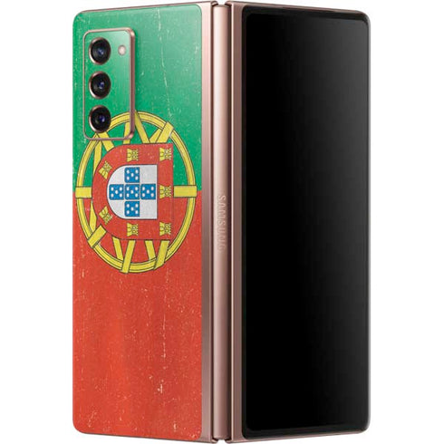 Portugal Flag Distressed Galaxy Z Fold2 5G Skin