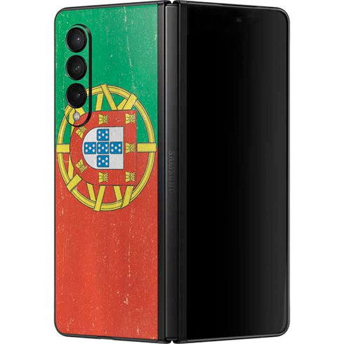 Portugal Flag Distressed Galaxy Z Fold3 5G Skin