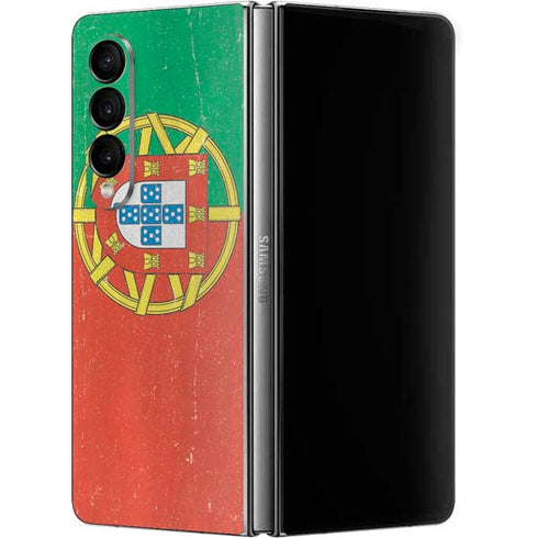 Portugal Flag Distressed Galaxy Z Fold4 5G Skin