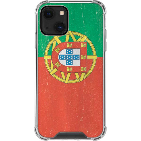 Portugal Flag Distressed iPhone 14 Plus Clear Case
