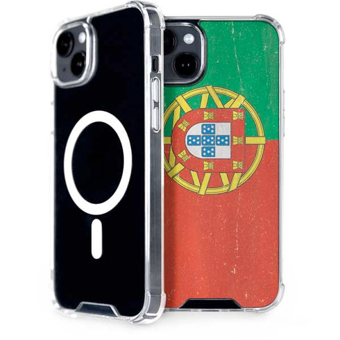 Portugal Flag Distressed iPhone 14 Plus MagSafe Case