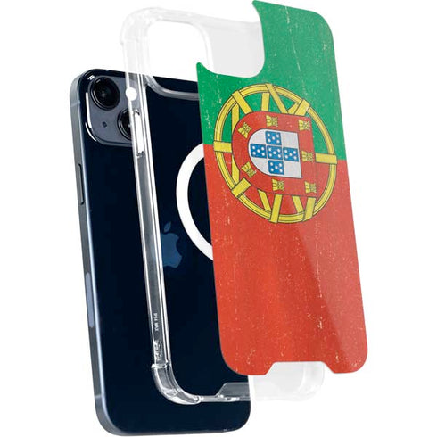Portugal Flag Distressed iPhone 15 Plus MagSafe Case