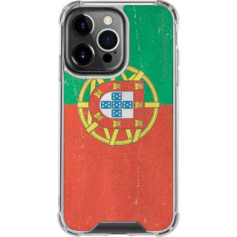 Portugal Flag Distressed iPhone 15 Pro Clear Case