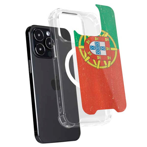 Portugal Flag Distressed iPhone 15 Pro MagSafe Case