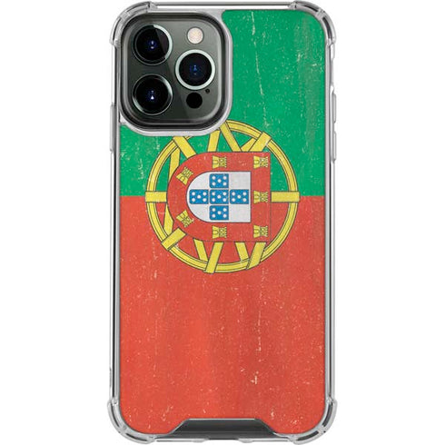 Portugal Flag Distressed iPhone 14 Pro Max Clear Case
