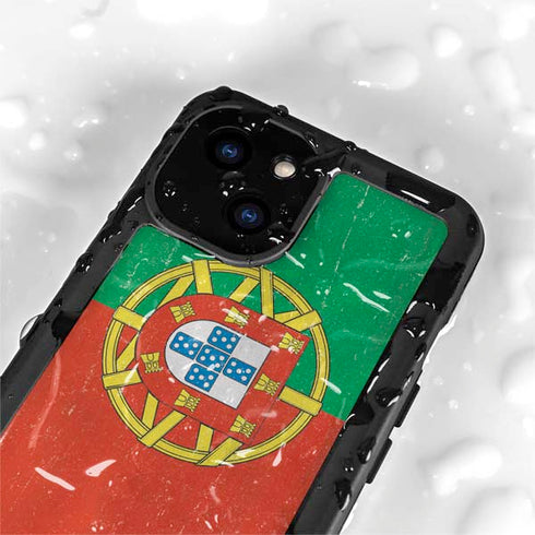 Portugal Flag Distressed iPhone 15 Waterproof Case