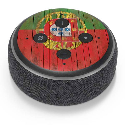 Portuguese Flag Dark Wood Amazon Echo Dot Skin