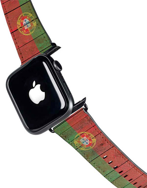 Portuguese Flag Dark Wood Apple Watch Band 42-44mm