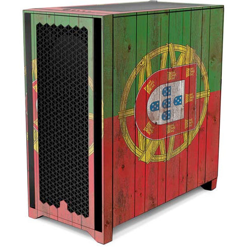 Portuguese Flag Dark Wood Corsair 4000D Tempered Glass Mid-Tower ATX Case Skin
