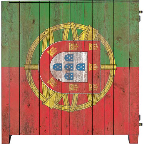 Portuguese Flag Dark Wood Corsair 4000D Tempered Glass Mid-Tower ATX Case Skin