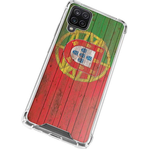 Portuguese Flag Dark Wood Galaxy A12 Clear Case