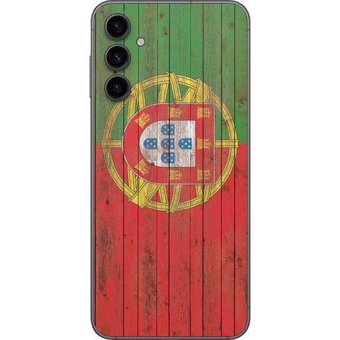 Portuguese Flag Dark Wood Galaxy A14 5G Skin