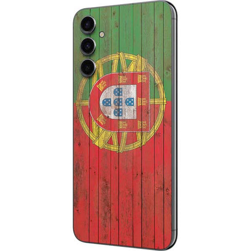 Portuguese Flag Dark Wood Galaxy A14 5G Skin