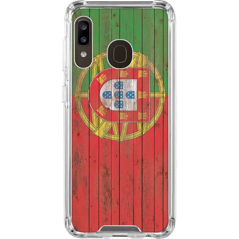 Portuguese Flag Dark Wood Galaxy A30 Clear Case