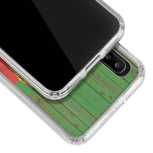 Portuguese Flag Dark Wood Galaxy A30 Clear Case