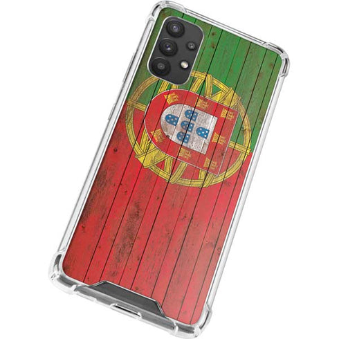 Portuguese Flag Dark Wood Galaxy A32 5G Clear Case