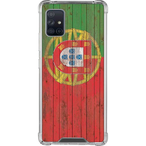 Portuguese Flag Dark Wood Galaxy A51 5G Clear Case