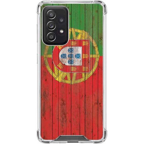 Portuguese Flag Dark Wood Galaxy A52 5G Clear Case