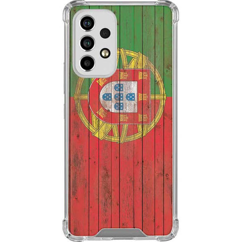 Portuguese Flag Dark Wood Galaxy A53 5G Clear Case