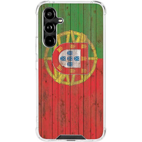 Portuguese Flag Dark Wood Galaxy A54 5G Clear Case