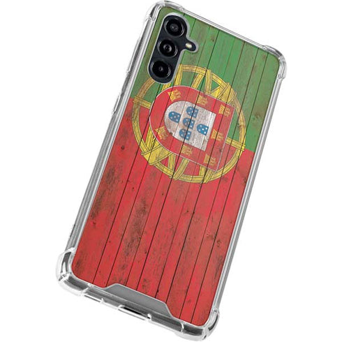 Portuguese Flag Dark Wood Galaxy A54 5G Clear Case