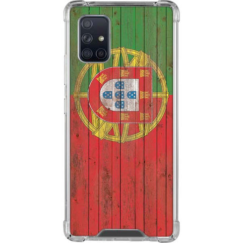 Portuguese Flag Dark Wood Galaxy A71 5G Clear Case
