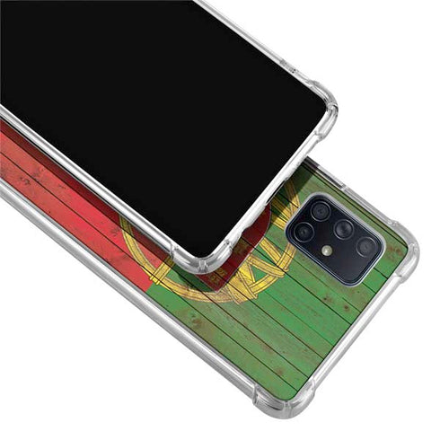 Portuguese Flag Dark Wood Galaxy A71 5G Clear Case
