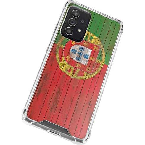 Portuguese Flag Dark Wood Galaxy A72 5G Clear Case