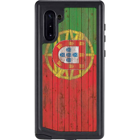 Portuguese Flag Dark Wood Galaxy Note 10 Waterproof Case