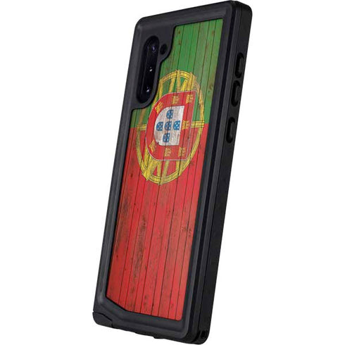 Portuguese Flag Dark Wood Galaxy Note 10 Waterproof Case