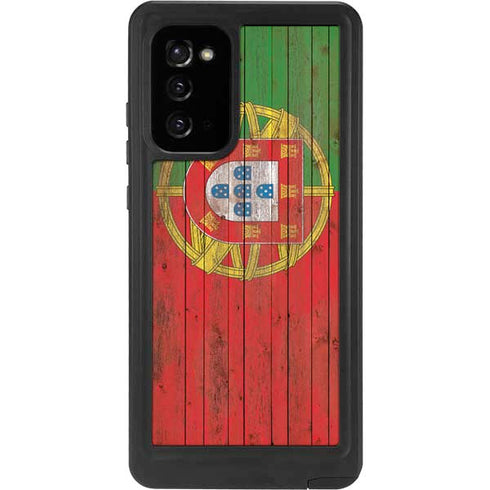 Portuguese Flag Dark Wood Galaxy Note20 5G Waterproof Case