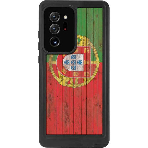 Portuguese Flag Dark Wood Galaxy Note20 Ultra 5G Waterproof Case