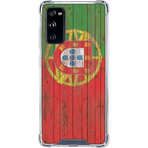 Portuguese Flag Dark Wood Galaxy S20 FE Clear Case