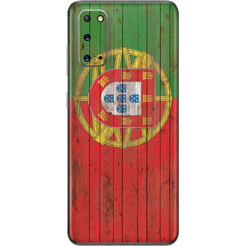 Portuguese Flag Dark Wood Galaxy S20 Skin