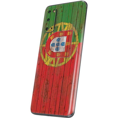 Portuguese Flag Dark Wood Galaxy S20 Skin